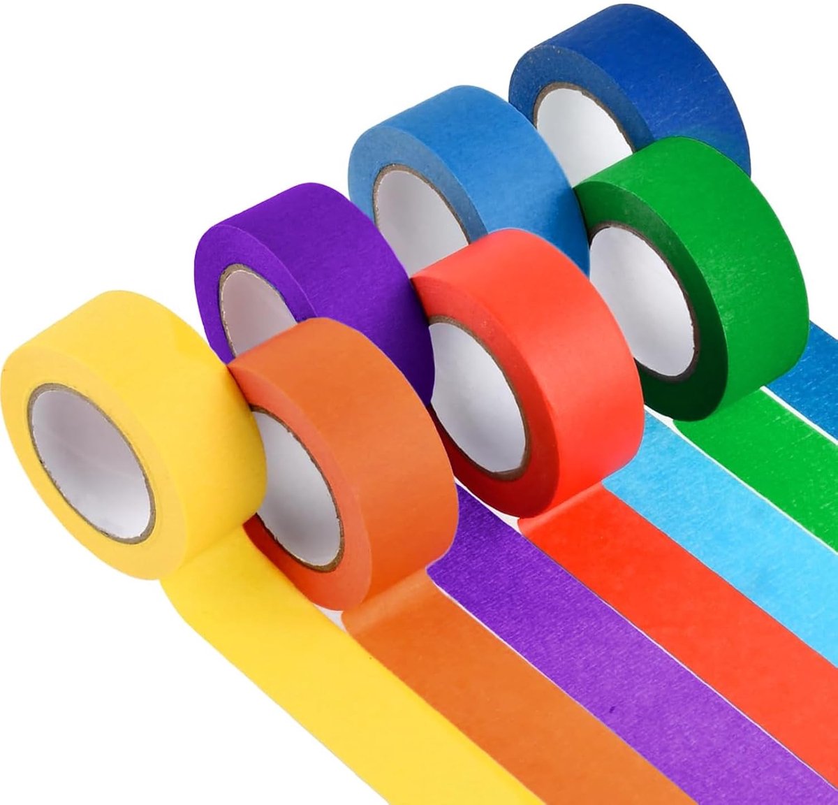7 rollen crêpetape, kleurrijke afplakband, regenboog, afplakband, decoratieve washi-tape, kinderplakband, kleurrijk voor scrapbooking, handwerk en bullet journals