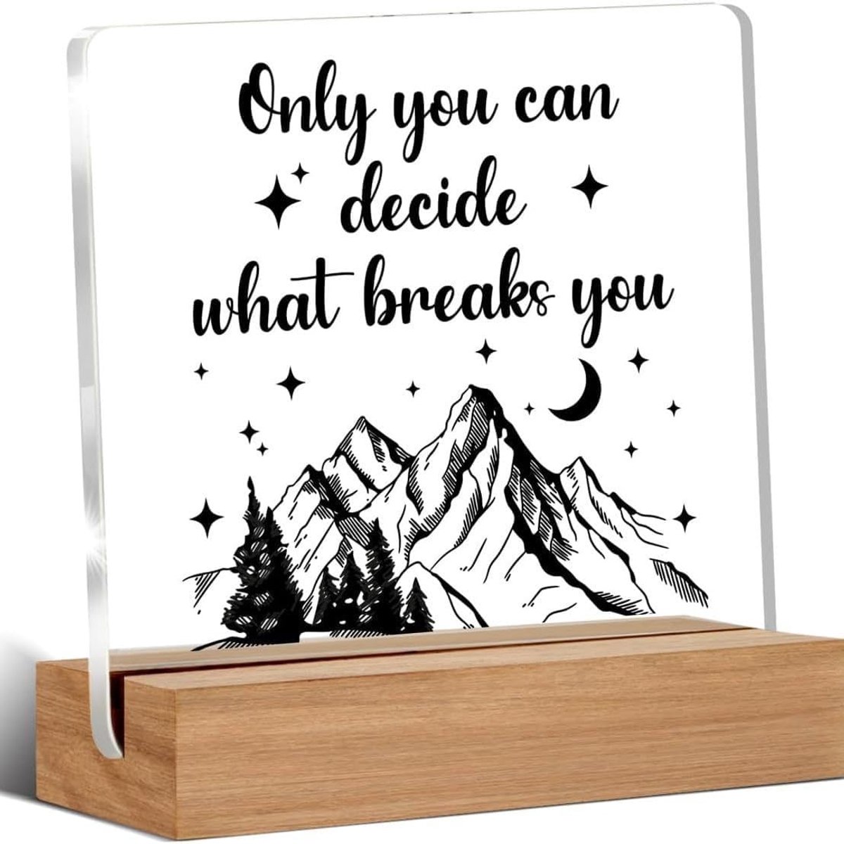 Merchandise Acryl Plaat, Vierde Vleugel Merchandise Bergsterren Maan Decor voor Vrouwen Boekenliefhebbers Kantoor Thuiskantoor