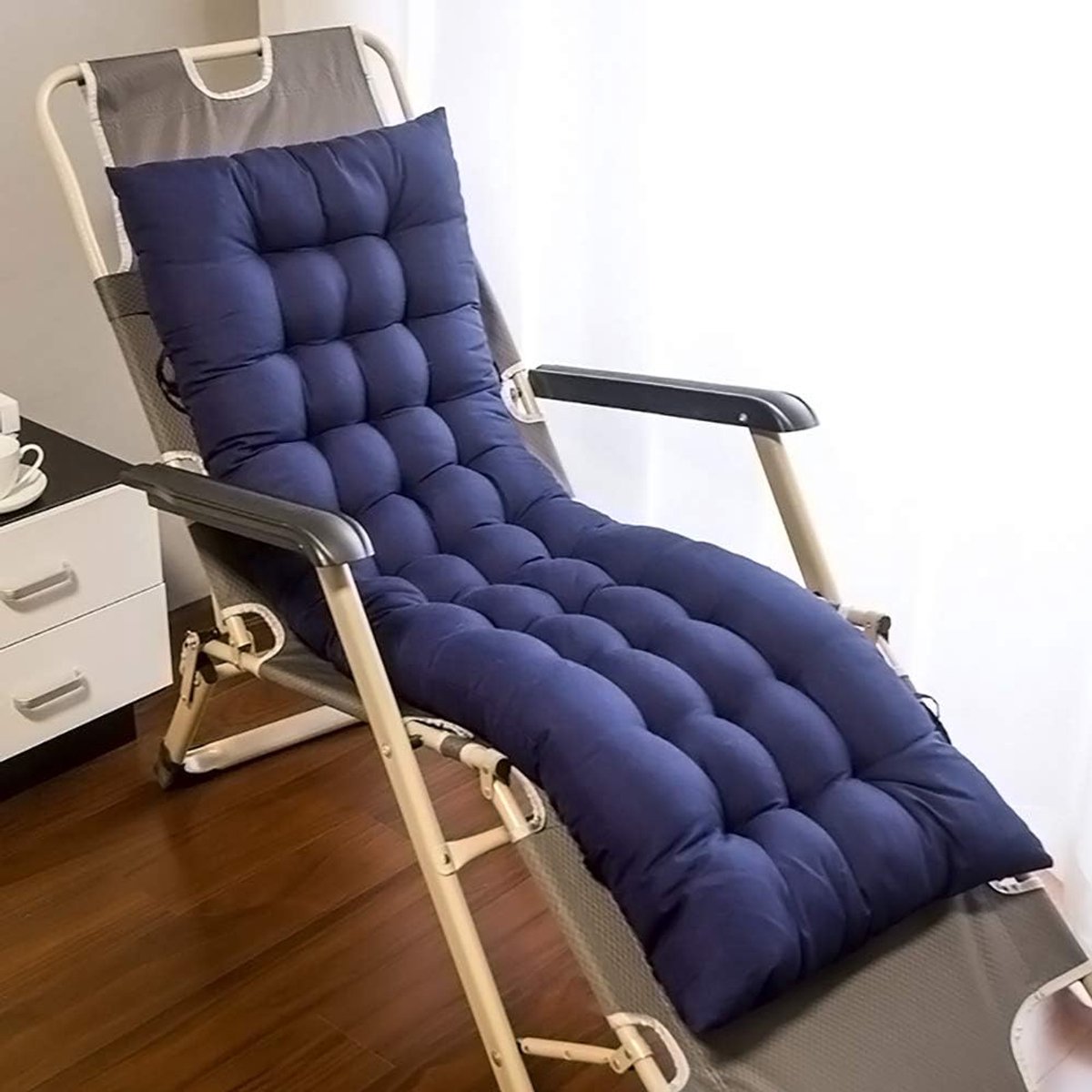 Kussentjes, Portable Patio Rocking Stoelkussen, Voorzitter Pad Mat Met Soft Foam Core (1 Pack),Navy,48x125cm
