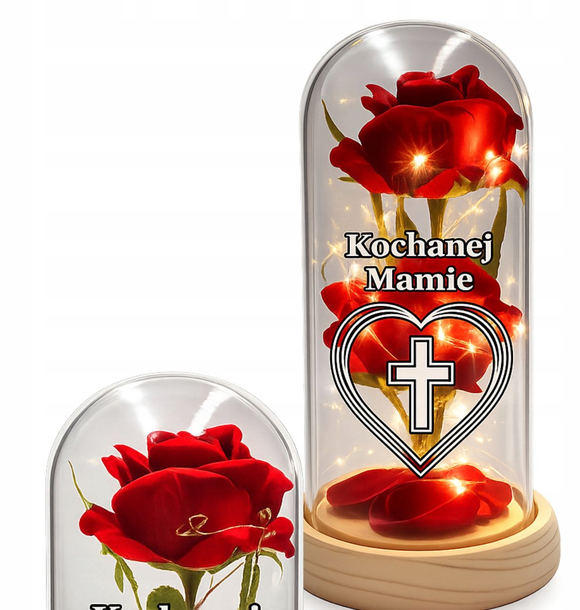 Eeuwige Roos LED Znicz voor Mama - Houten Basis
