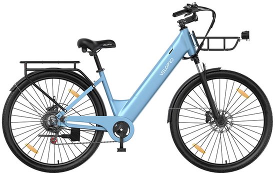 SmarAI C1 Pro Elektrische Stadsfiets 28 Inch - 250W Motor - 36V18Ah Accu - Extra Groot Bereik tot 120 km- Shimano 7 versnellingen - Verende Voorvork - Inclusief Fietsmand en Slot-Hemelsblauw — afbeelding 2
