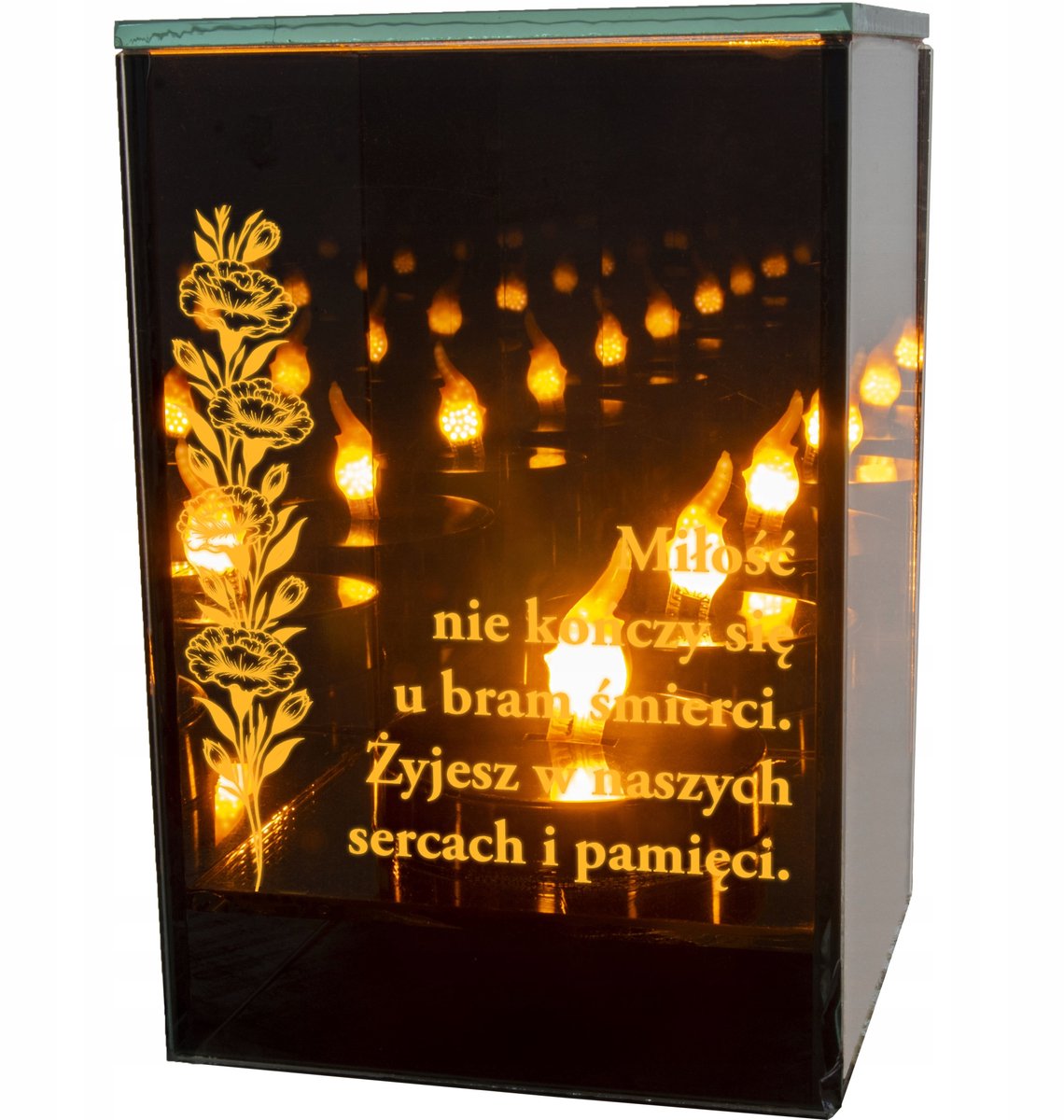 LED Graf Lampion met één eindeloos vuureffect - Elegante Graf-decoratie
