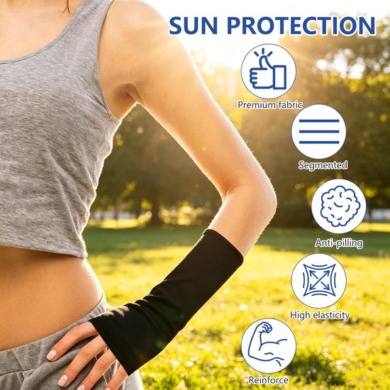 Sleeve Liners, polsbandage, polsbandage, beschermhoezen voor pols en onderarm, voor gebruik onder gewrichten, elastisch en ademend, herbruikbaar (zwart lang lang) — afbeelding 3