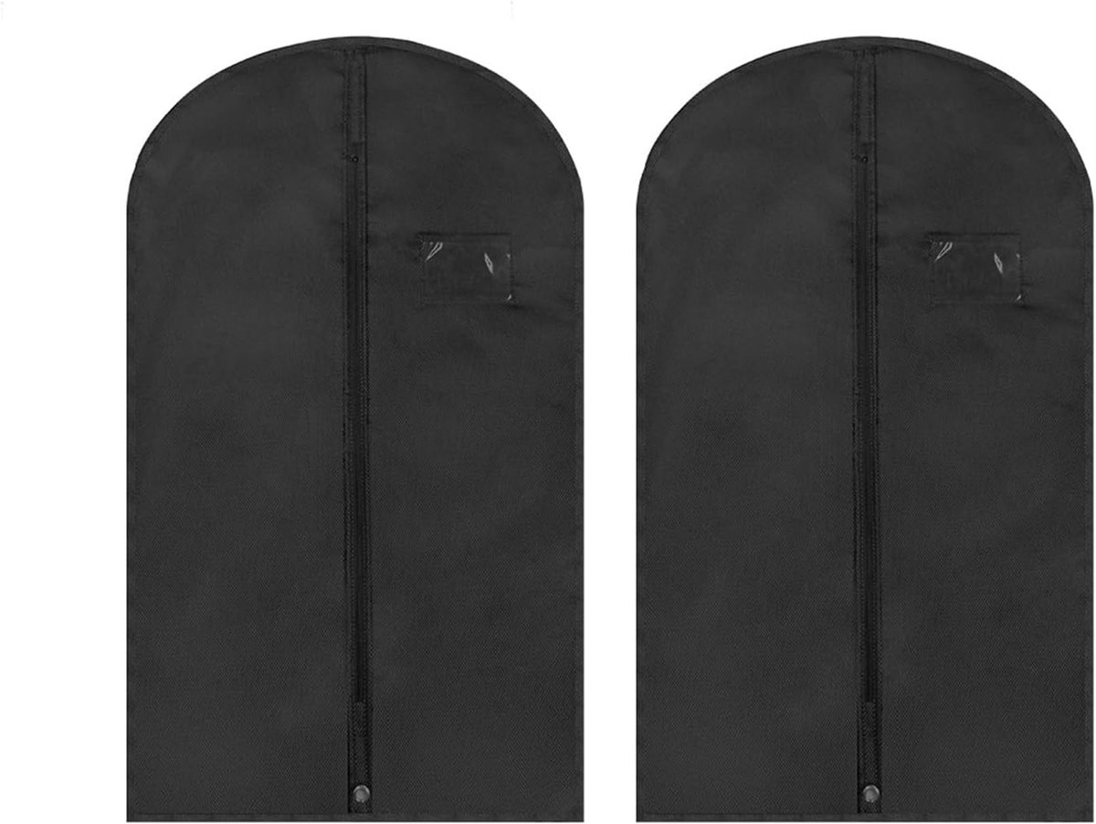 2 stuks zwarte vliesstofbescherming, opbergtas voor huishoudelijke kleding, vochtdichte kledingtas, stofdichte beschermhoes, geschikt voor jassen en mantels (60 x 100 cm)