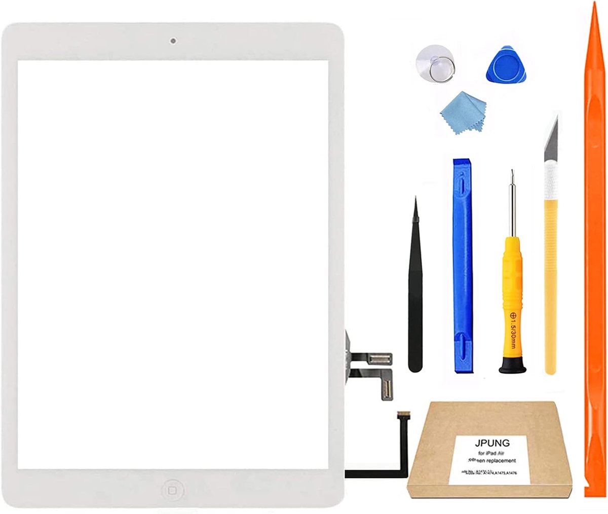 Glas Touchscreen voor iPad Air 1, alleen voor A1474 A1475 A1476 Scherm Display, met Home Knop, Complete Reparatie Kit