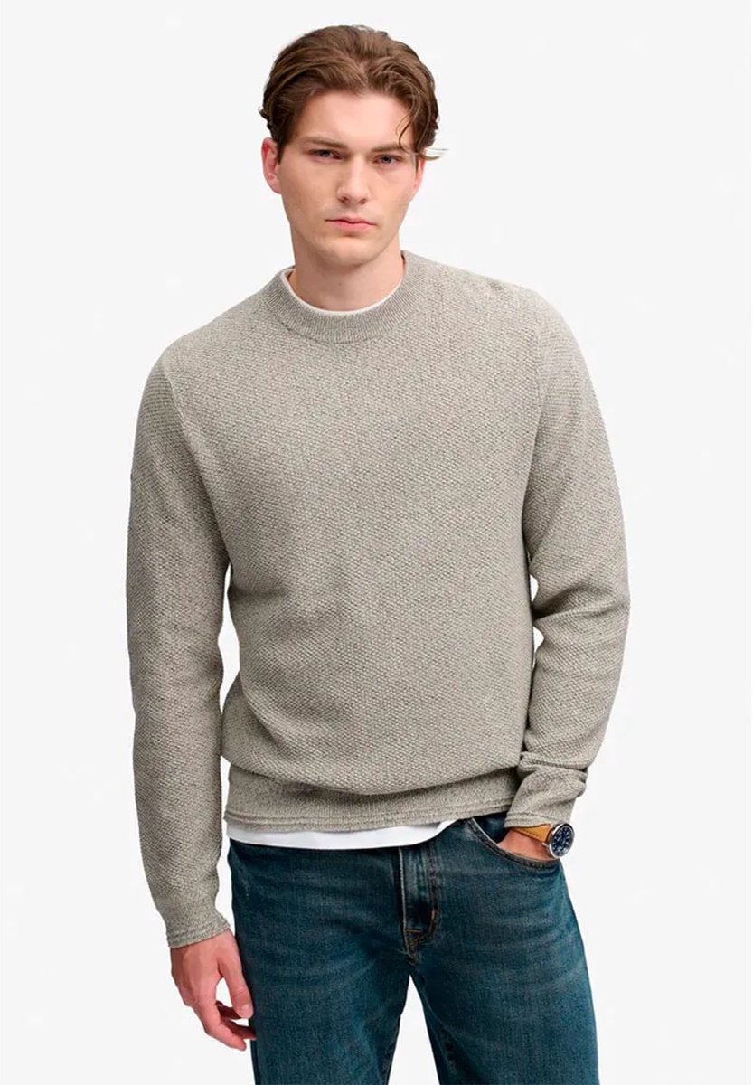Superdry Textuur Gebreide Trui Relaxed Pasvorm Heren Sweaters Beige