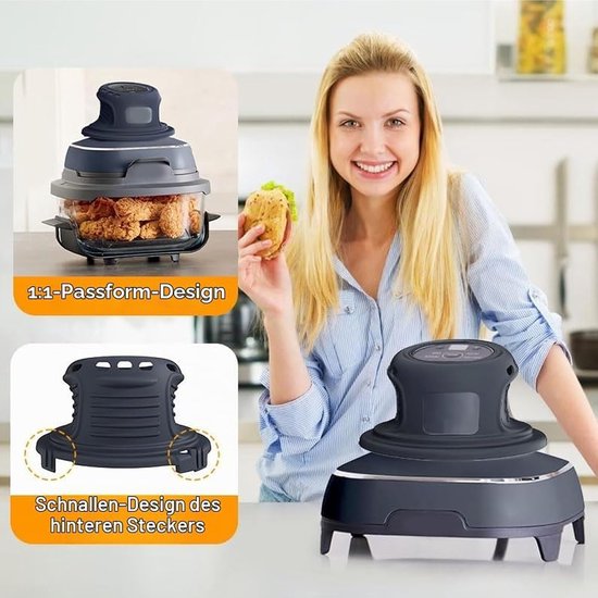 Siliconen beschermhoes en kabelorganizer voor Ninja CRISPi FN101EU, Air Fryer, behuizingsbescherming, kabelopwikkeling, hittebescherming, siliconen hoes voor Ninja Crispi Air Fryer — afbeelding 2