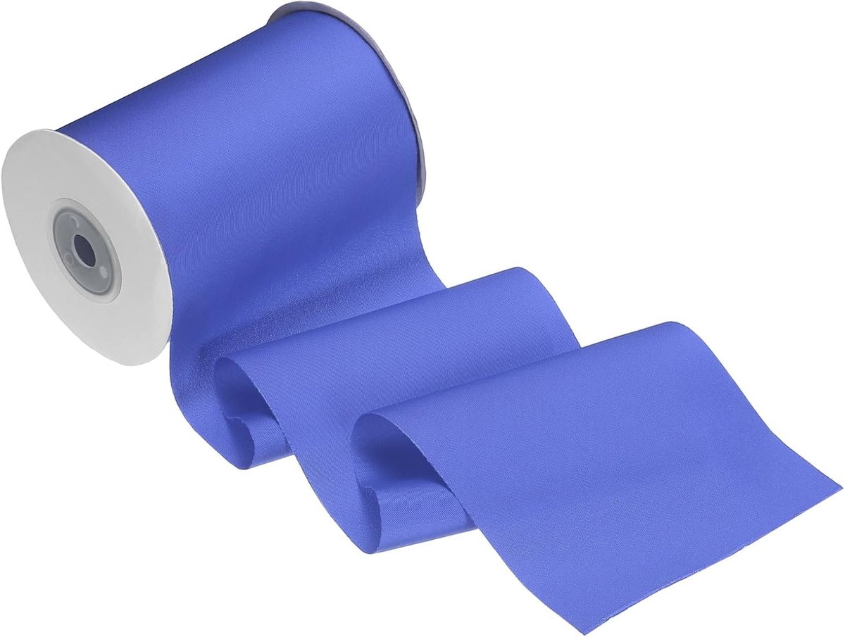 Dubbel satijnen lint (10 cm x 10 yard, donkerpaars) - Dubbelzijdig dik polyester satijnen lint effen stof, van toepassing op bruiloftsfeestdecoratie/grote openingsceremonie/boog maken