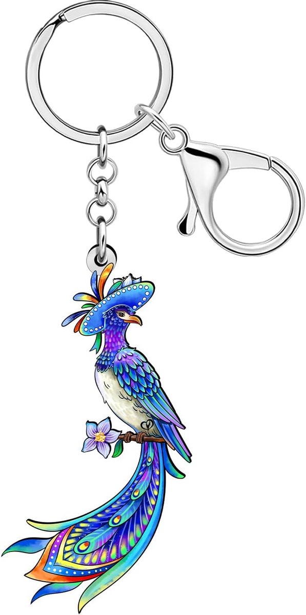 Acryl Leuke Bloem Met Vogel Sleutelhanger Sleutelhanger Vogel Geschenken Voor Vrouwen Meisjes Autosleutels Portemonnee Tas Rugzak Accessoires