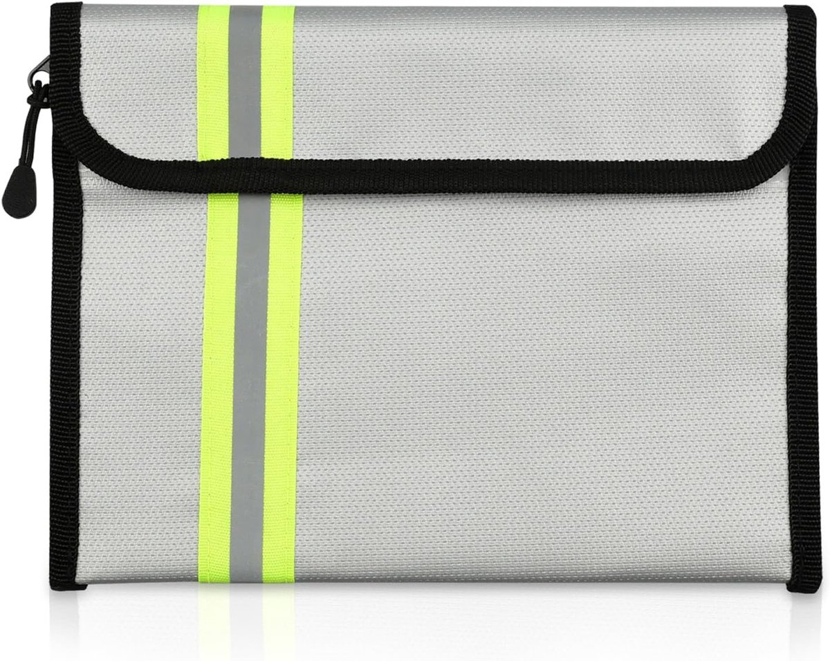 Vuurbestendige Documententas - Waterdichte Vuurwerende Etui met Rits voor Documenten, Geld, Paspoort, Bankbiljetten (23,5 x 17,5 cm)