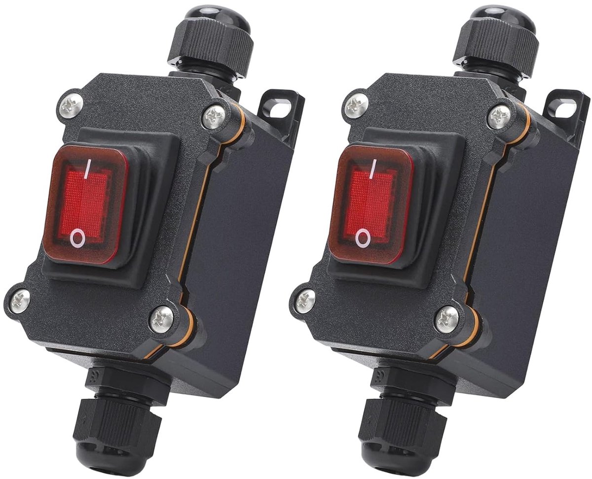 Schakelaar met rood controlelampje, 220 V 30 A DPST tuimelschakelaar, aan/uit schakelaar met dubbele posities, ideaal voor binnen- en buitentoepassingen, 12 V