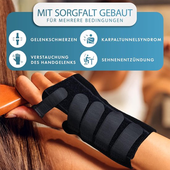 Geavanceerde polsbandage - ideaal voor carpaal tunnelsyndroom, RSI en peesschedeontsteking (M, rechts) — afbeelding 3