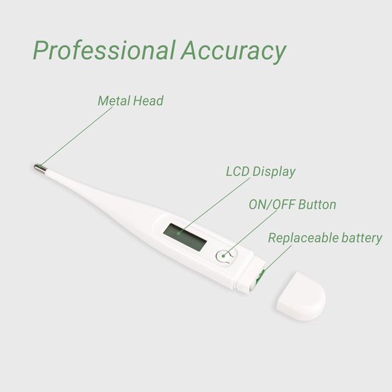 HPC300 Digitale koortsthermometer, lcd-display, medische elektronische thermometer voor oraal, oksel en rechthoek, digitale thermometer zonder kwik, voor pasgeborenen, kinderen, volwassenen — afbeelding 3