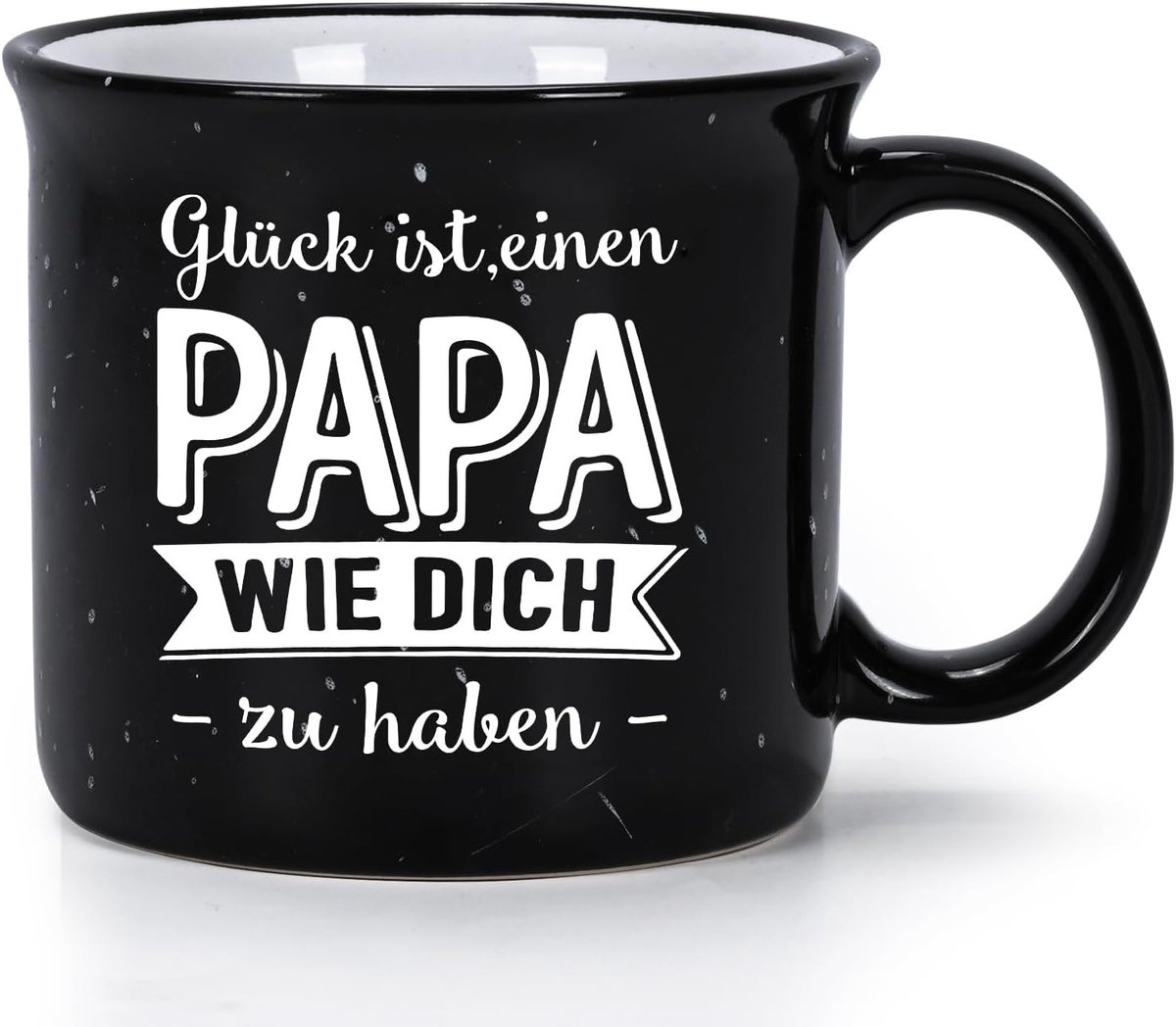Koffiemok Cadeau voor papa Vaderdag Verjaardag Cadeauidee Mok met tekst - Geluk is een papa zoals jij te hebben, Zwart 450ml