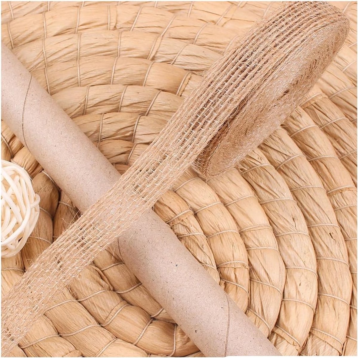 Jute lint, 10 meter, cadeaulint, zaklinnen, decoratieband, jute stoffen band, knutselband, burlap band voor doe-het-zelf handwerk, knutselen, Kerstmis, bruiloft, feest, boeket,