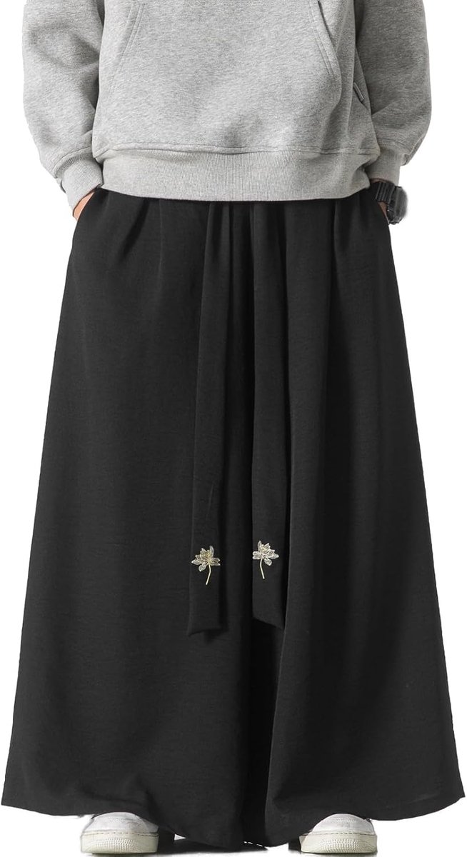 Herenbroek met wijde pijpen en trekkoord Japanse zachte yogabroek Hip Hop Baggy Broek