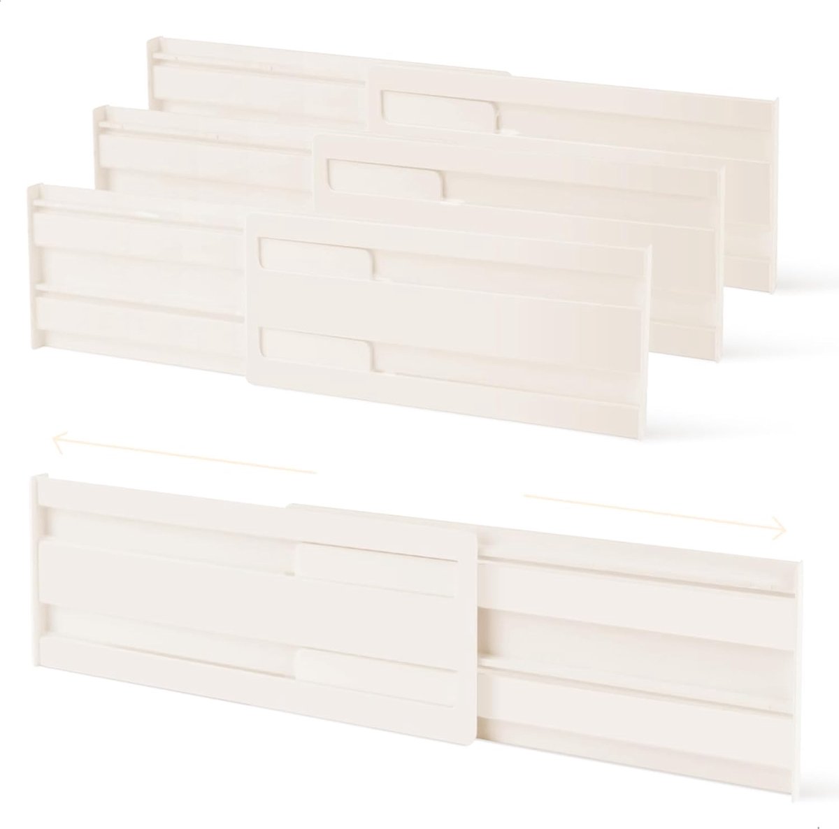 Ladeverdeler, keukenlade-inzetstukken, ladeverdeler, lade-organizer, kledingkast voor commode, slaapkamer, kast, keuken, 27,5-52 cm, 4 stuks