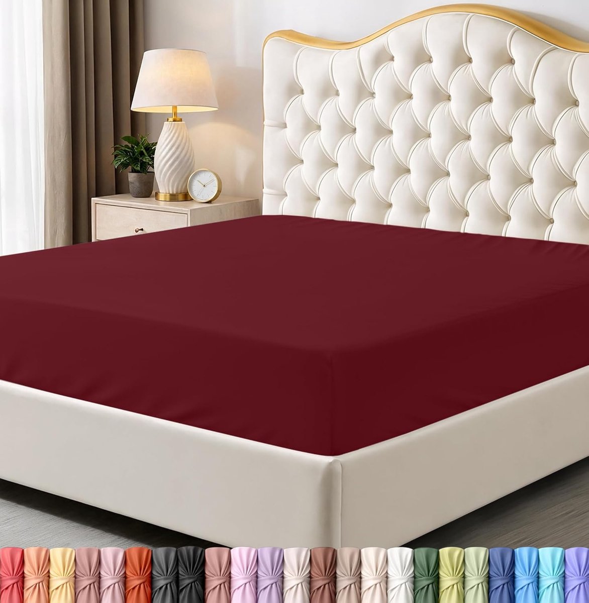 Bedding Queen Hoeslaken - Onderlaken - Diepe zak - Zachte Microfiber -Krimp- en vervagingsbestendig, Gemakkelijk te onderhouden - Alleen 1 hoeslaken (rood bordeaux)