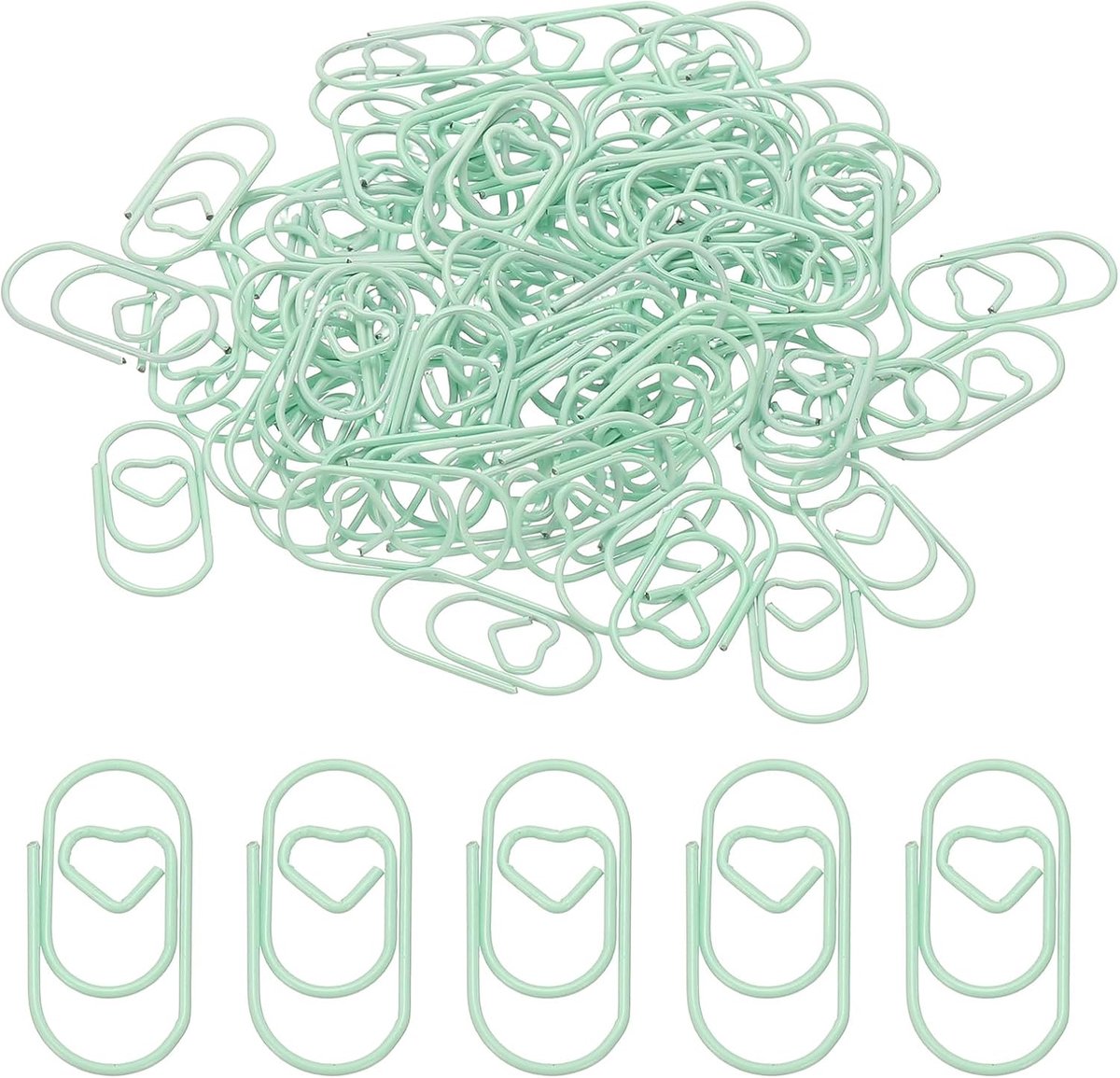1 x 0,4 inch grote paperclip, 80 stuks metalen hart paperclip breed roestvrij, sterk, duurzaam bulk voor papier kantoorbenodigdheden, documentenorganisatiemap bladwijzers planner, groen