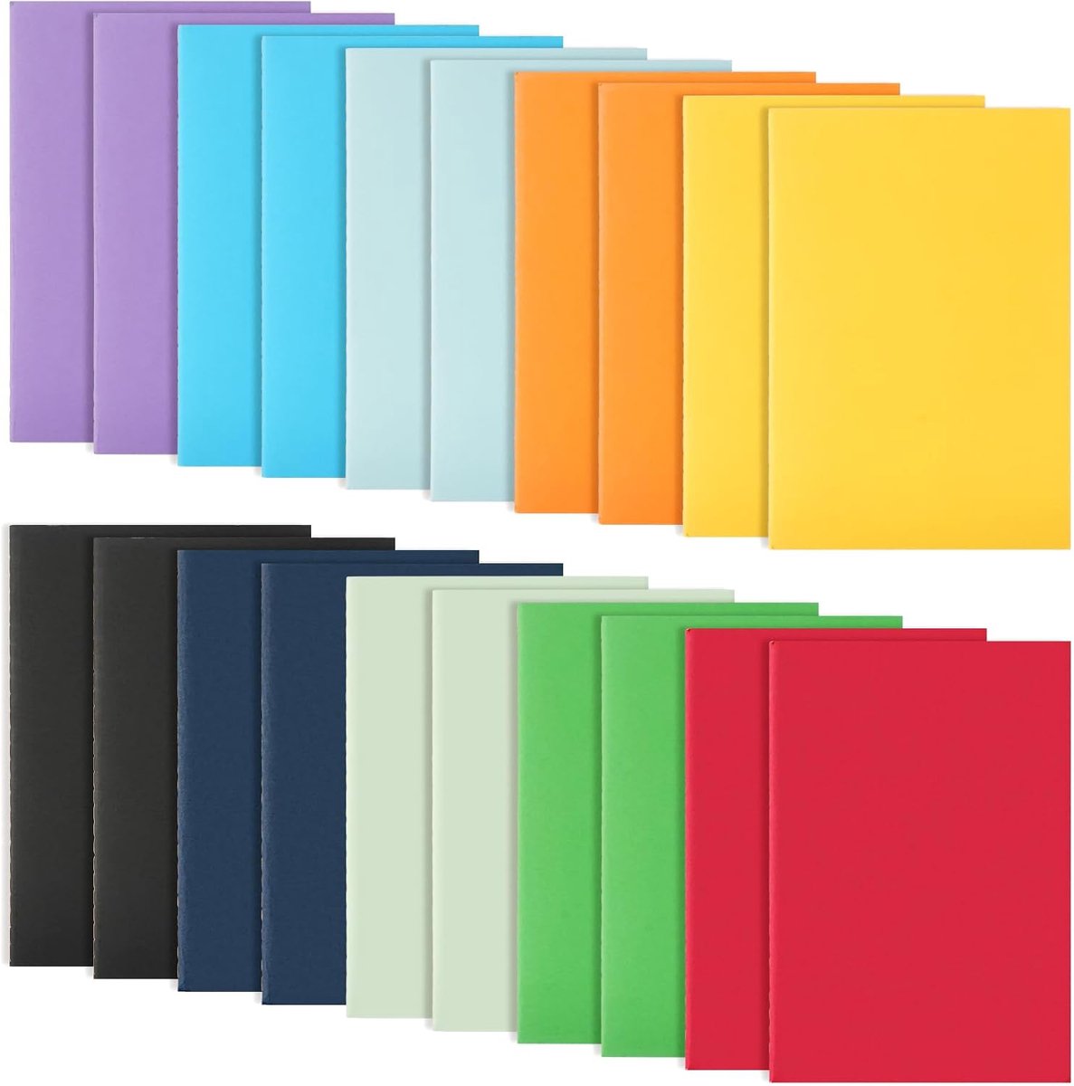 18-pack A5 notitieboeken gelinieerd kleurrijke regenboog-kraftpapier omslag 60 pagina's 18 kleuren, 21 × 14 cm