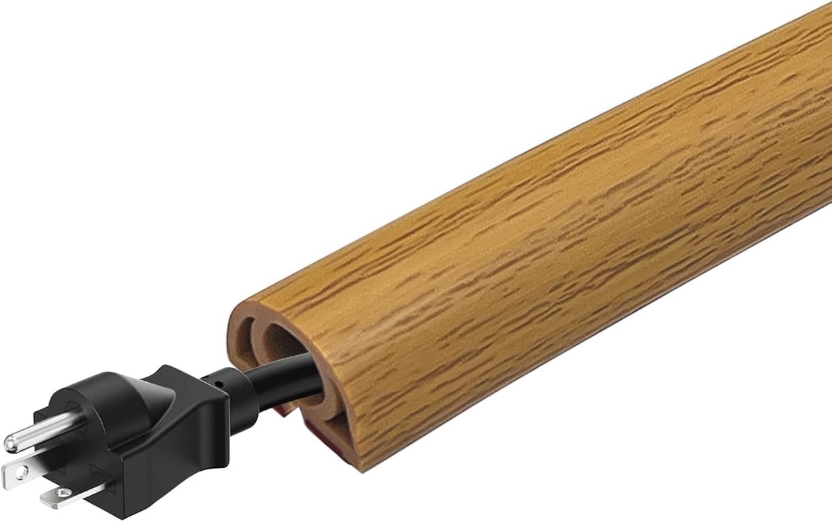 Kabelgoot, zelfklevend, pvc, halfronde kabelgoot, flexibel, platte kabelgoot, tv-muur voor het verbergen van kabels en kabelbescherming (eiken geel, 4 m)