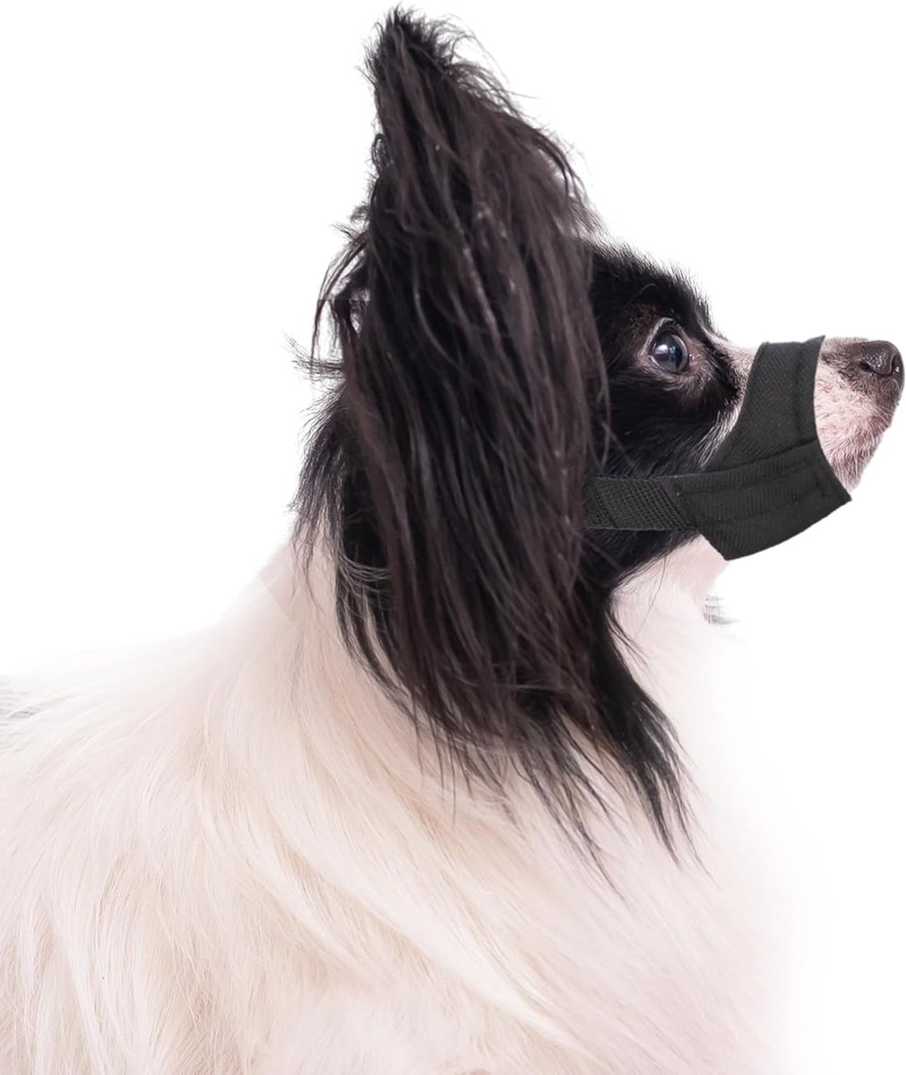 Hondensnuit met Korte Snuit, Huisdierveilige Hondensnuit Anti Bijten en Blaffen, Snuit voor Chihuahua, Shih Tzu, Snuitomtrek 10.8-14cm, Zwart