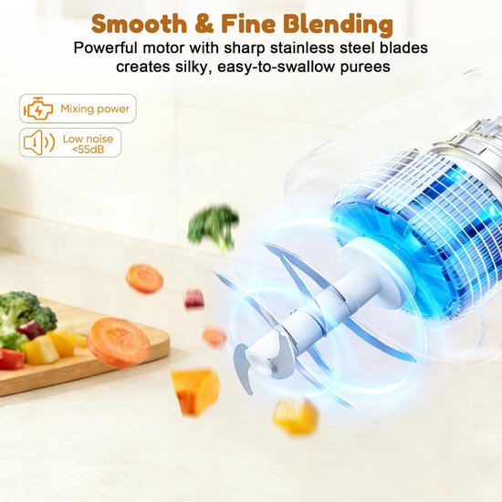 Babyvoedselmaker, babypapbereider, automatisch koken en versnipperen voor gezonde zelfgemaakte babyvoeding, BPA-vrij — afbeelding 2