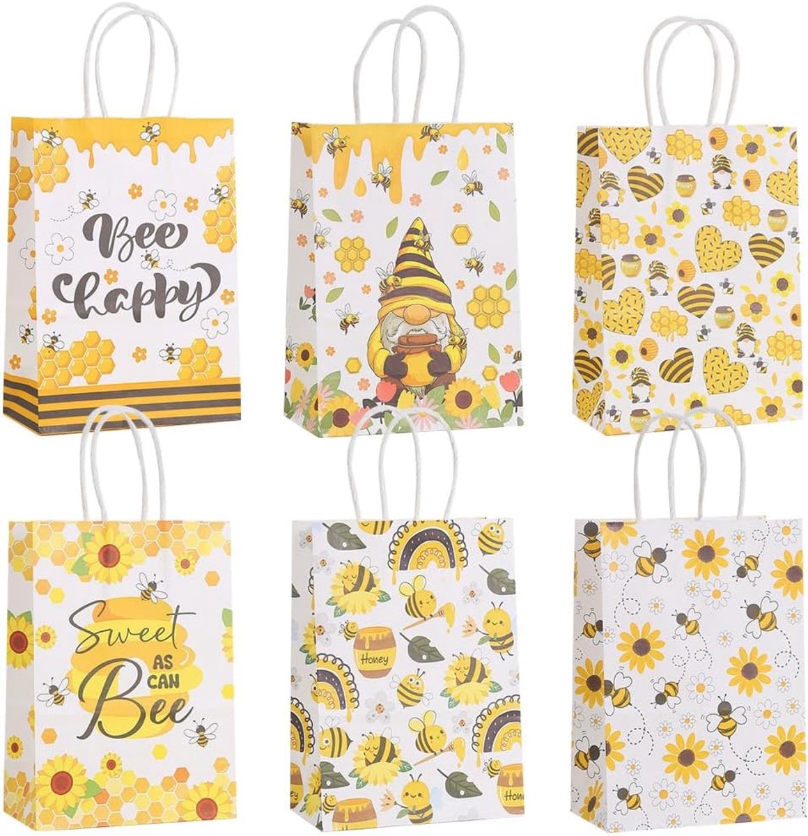 Geschenkzakjes papieren bijen feestzakjes kinderverjaardag snoepzakjes bijen verjaardagsdecoratie bijen-cadeauzakjes papier cadeautjes babyshower party decoratie