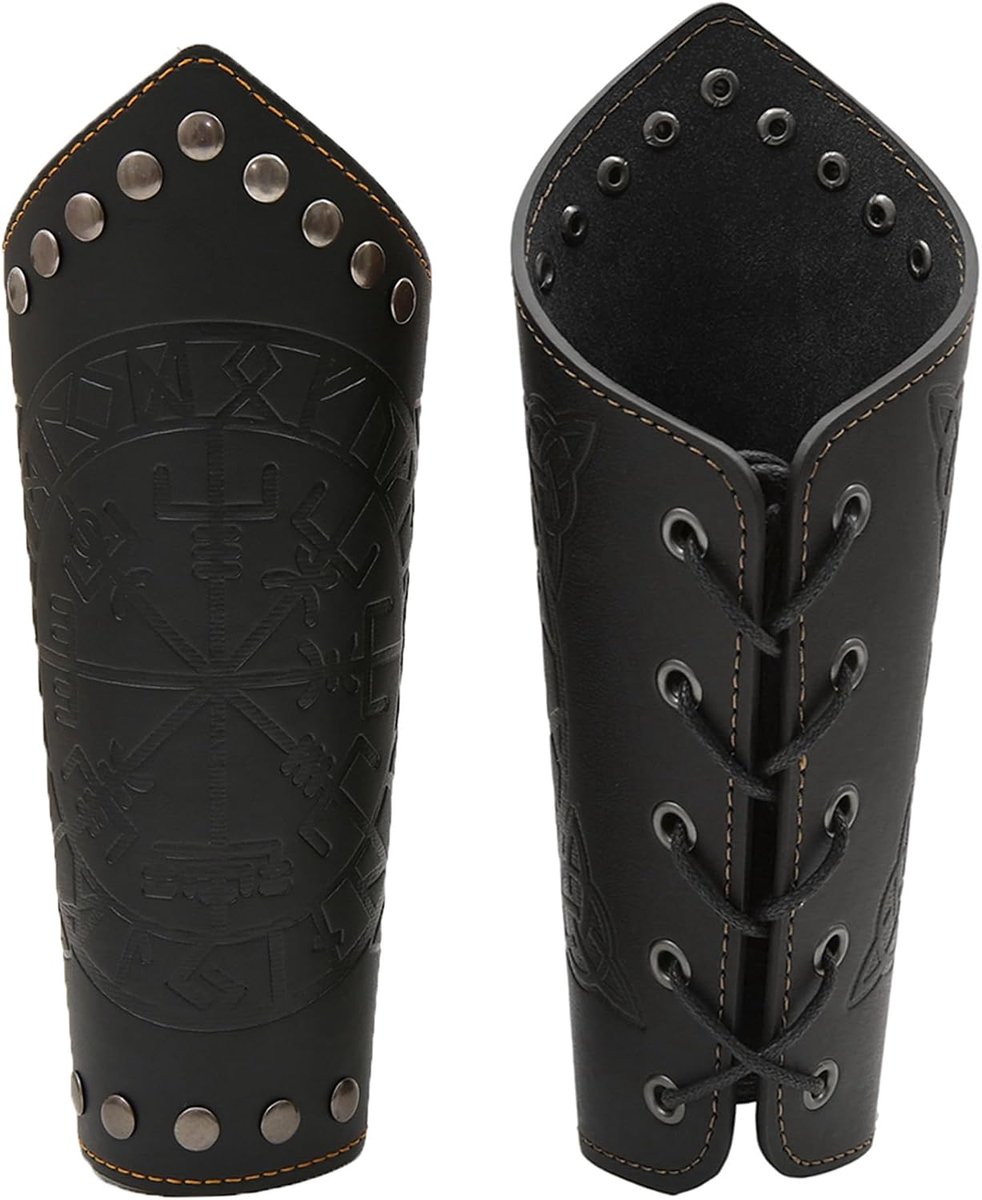 Armbeschermers, middeleeuwse renaissance, armbeschermers, leren armbeschermers, Vikingkostuum, accessoires voor Vikingen, piraten, Halloween, cosplay, carnaval, mannen, vrouwen