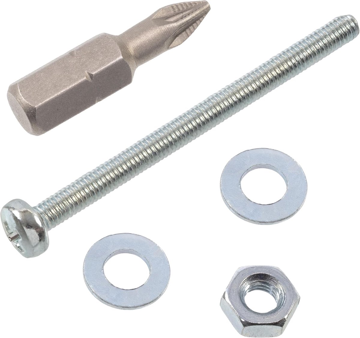 Bevestigingsset M3x40 mm / 50 metalen schroeven / 50 zeskantmoeren / 100 platte ringen / 1 bit 1/4 PZ1