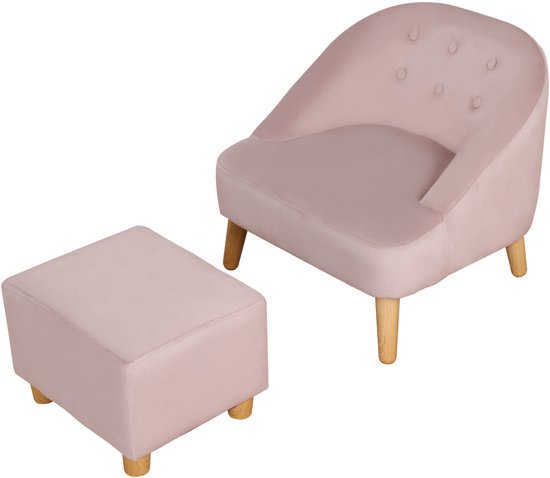 HOMCOM kinderstoel - met voetenbank - sterke bekleding - roze van Merkloos — afbeelding 3