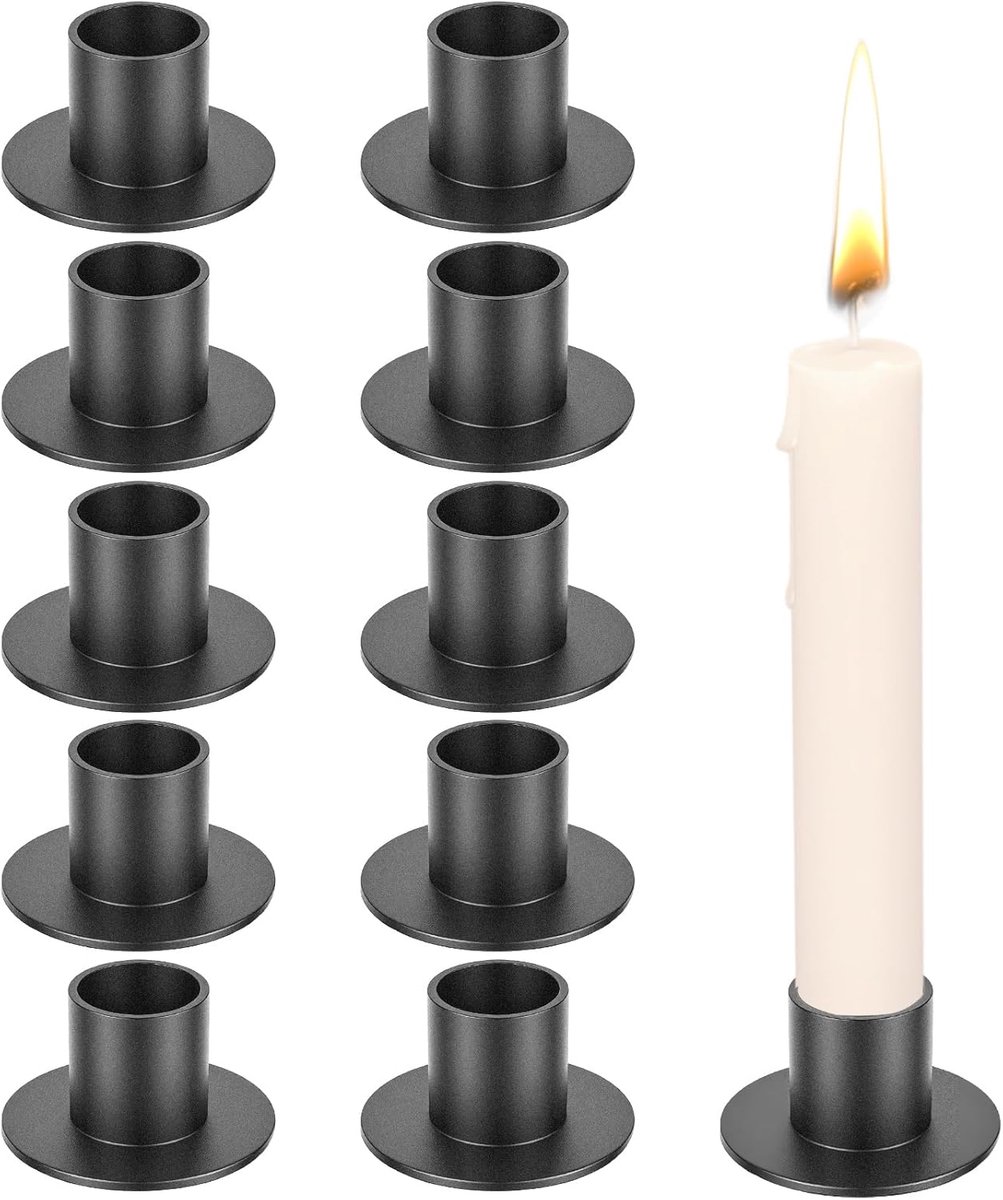 10 stuks kandelaars - staafkaarsenhouder - zwart - metalen kandelaar - moderne kandelaar - zwart - metalen kaarsenhouder voor staafkaarsen - woonkamer - eetkamer - bruiloft - tafeldecoratie
