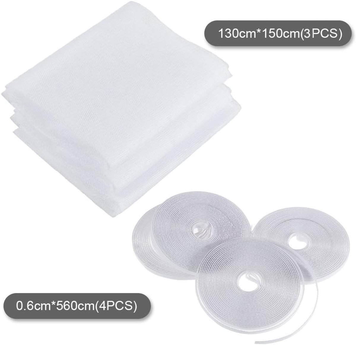 Insectengaas voor Ramen - Wit - 1,5 m x 1,3 m - Met Zelfklevende Tape - Voor Bescherming Tegen Insecten