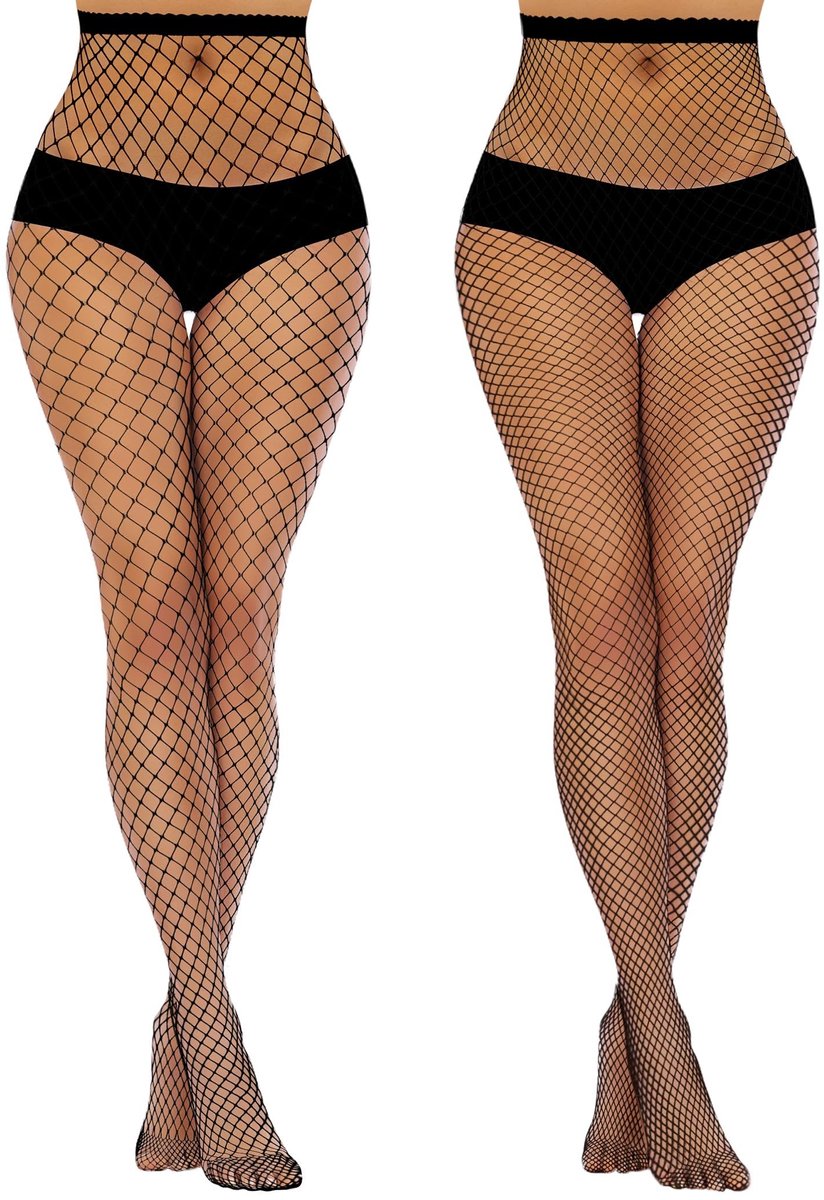 SolidKeus - 2 Pairs Sexy Elastic Hoge Taille Visnet Panty voor Dames