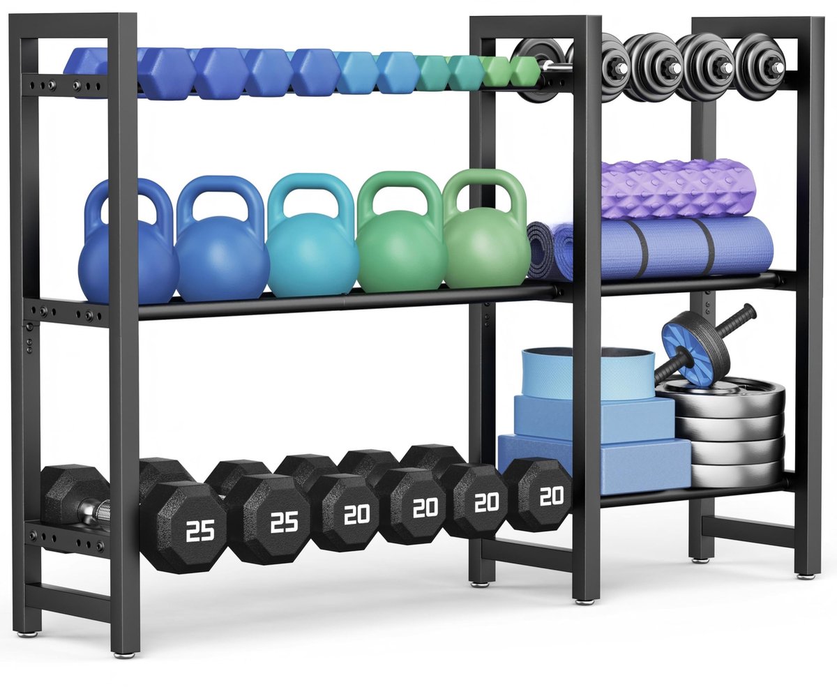 SolidKeus - Verstelbare 3-Tier Dumbbell Stand voor Thuisgym