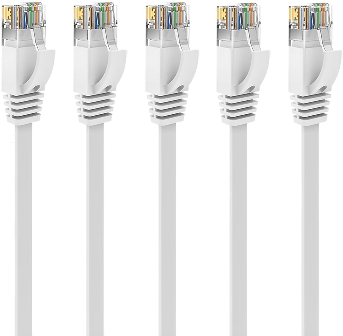SolidKeus - Cat6 Ethernet Kabel 2m 5-Pack met Kabelclips voor Gemakkelijke Installatie