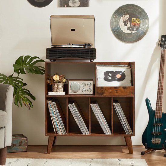 Lìon® Platenspeler Kast - Houder voor Vinylplaten - Platenkastje met Plank - Bruin - 40cm x 80cm x 83cm — afbeelding 3