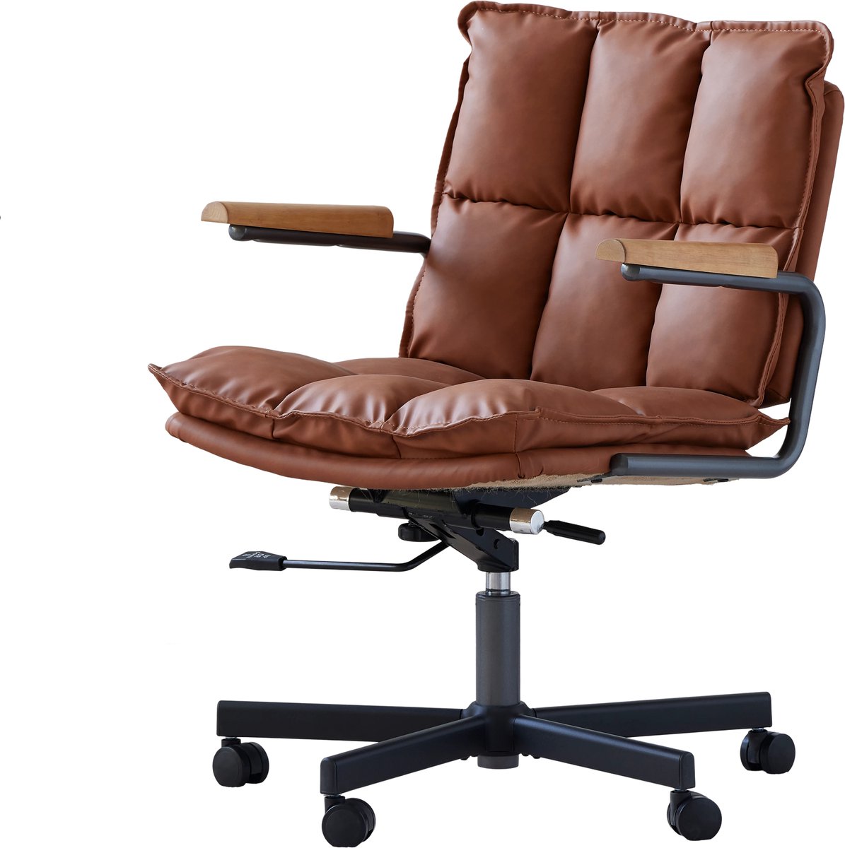 COVREO Bureaustoel 65 x 58 x 97 cm bruin kunstleer, met wielen en armleuningen