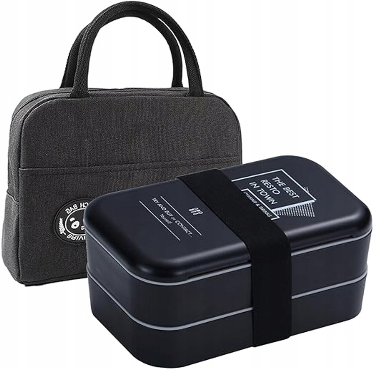 Merkloze Lunchbox Set met Thermotas, Sausbakje en Bestek (1200ml)