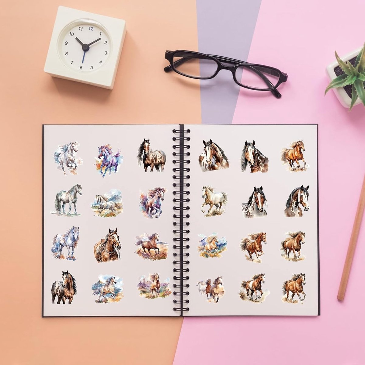 50 Stuks Schattige Paard Stickers - Waterdichte Vinyl Stickers voor Fiets, Skateboard en Laptop, Perfect voor Jongens en Meisjes