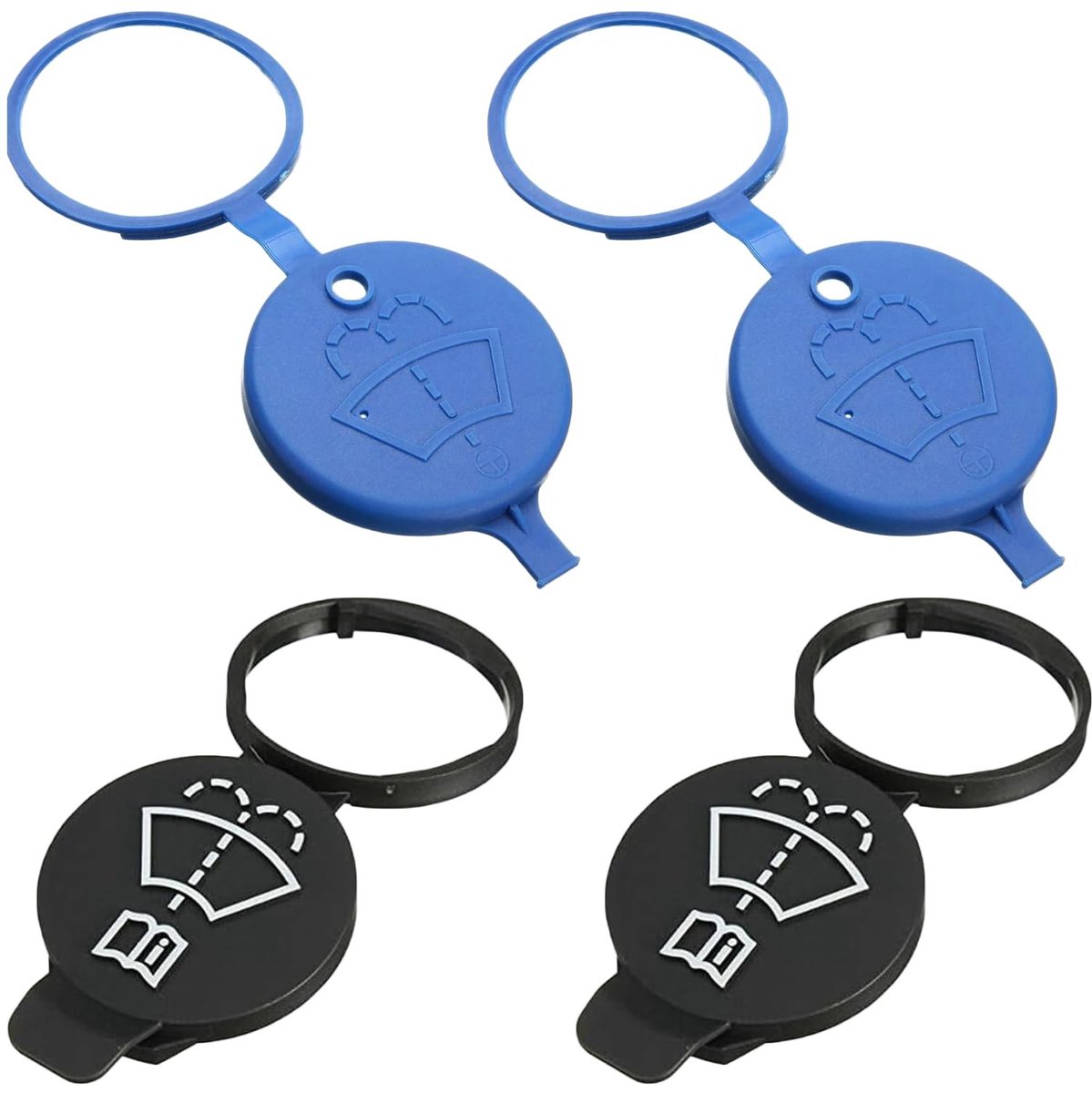 SolidKeus - 4 Stuks Vloeistof Reservoir Deksel voor Auto's, Zwart en Blauw
