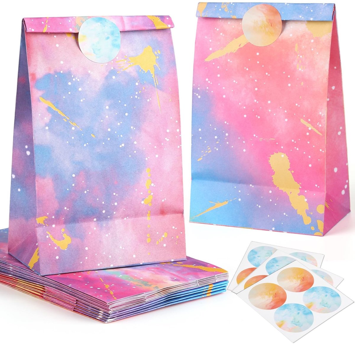 SolidKeus - Set van 12 Kleurrijke Geschenkzakjes voor Kinderverjaardag