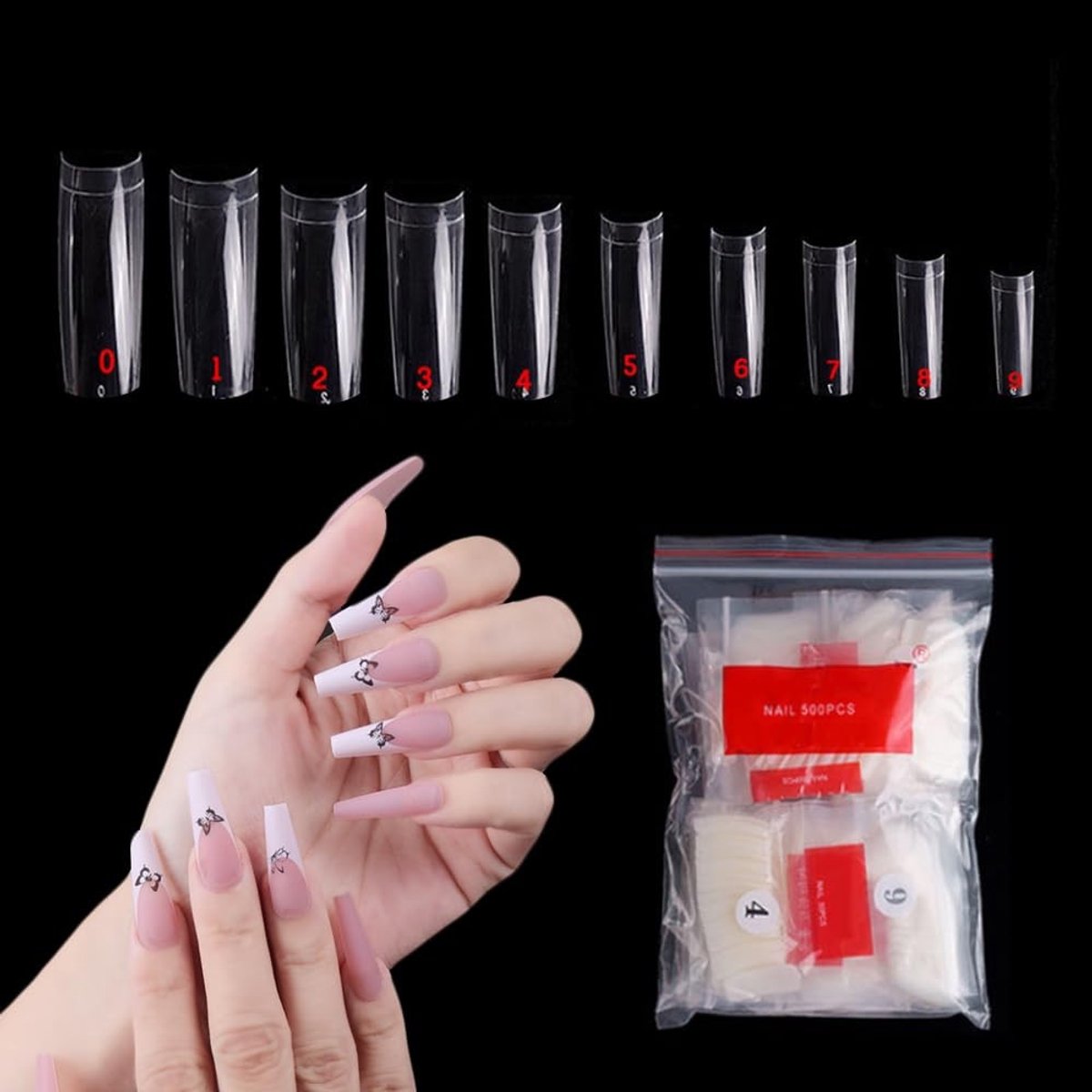 SolidKeus - 500 Transparante Half-Cover Nageltips voor DIY Nagelkunst
