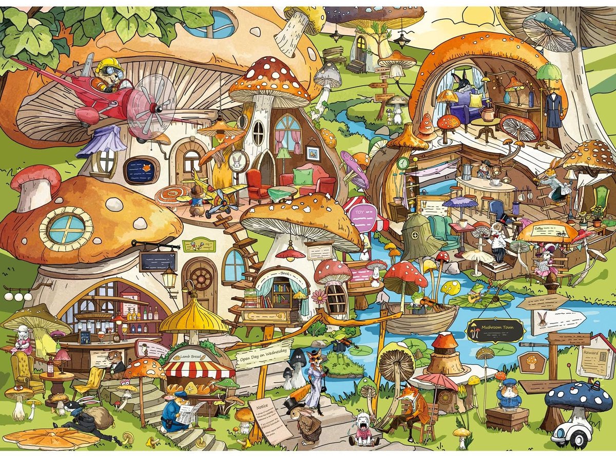 SolidKeus - Puzzel 500 Stukjes Sprookjesachtige Paddenstoelstad