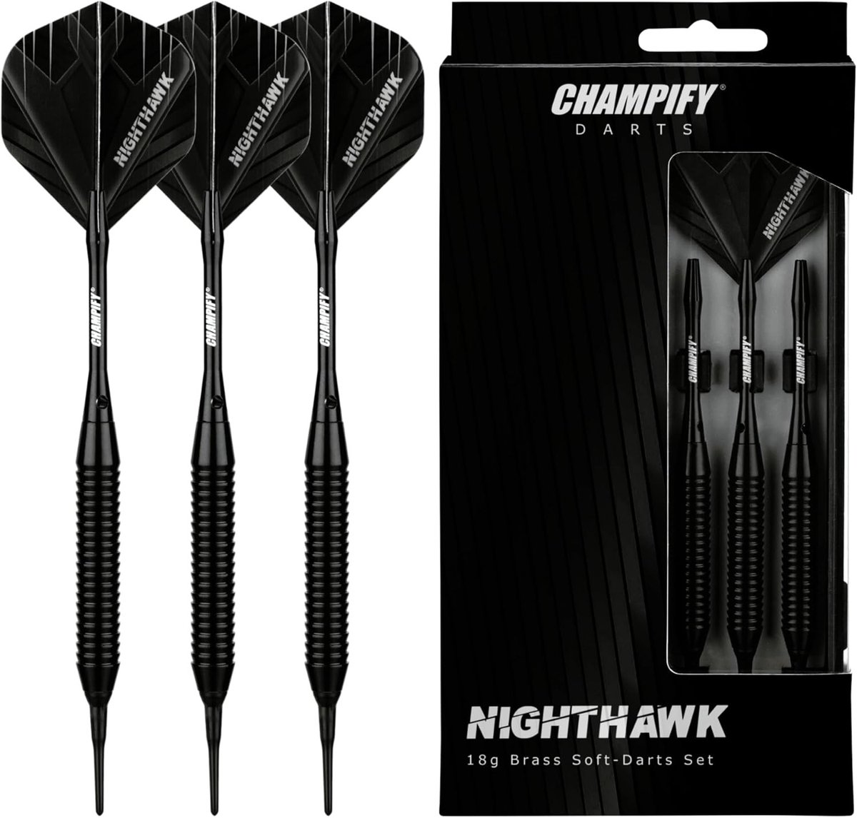 Dartset - Zwart - 18 g - Messing Darts met Kunststof Punten - Voor Dartliefhebbers
