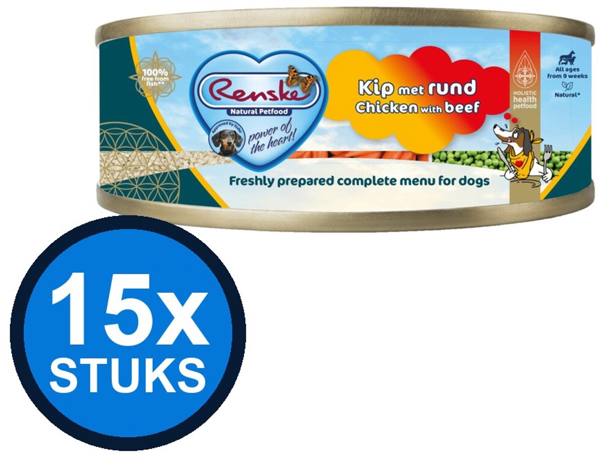 Renske Renske vers vlees maaltijd hond kip/rund 95gr