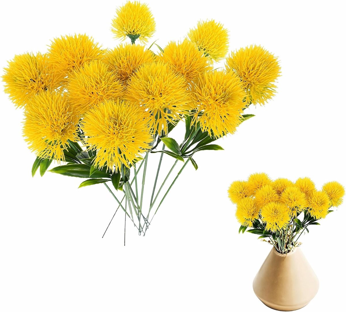 12 Stuks Kunstmatige Paardenbloemen voor Bruiloft Decoraties en Thuisversiering - Nepplanten en Boeketten met Simulatie Paardenbloemen