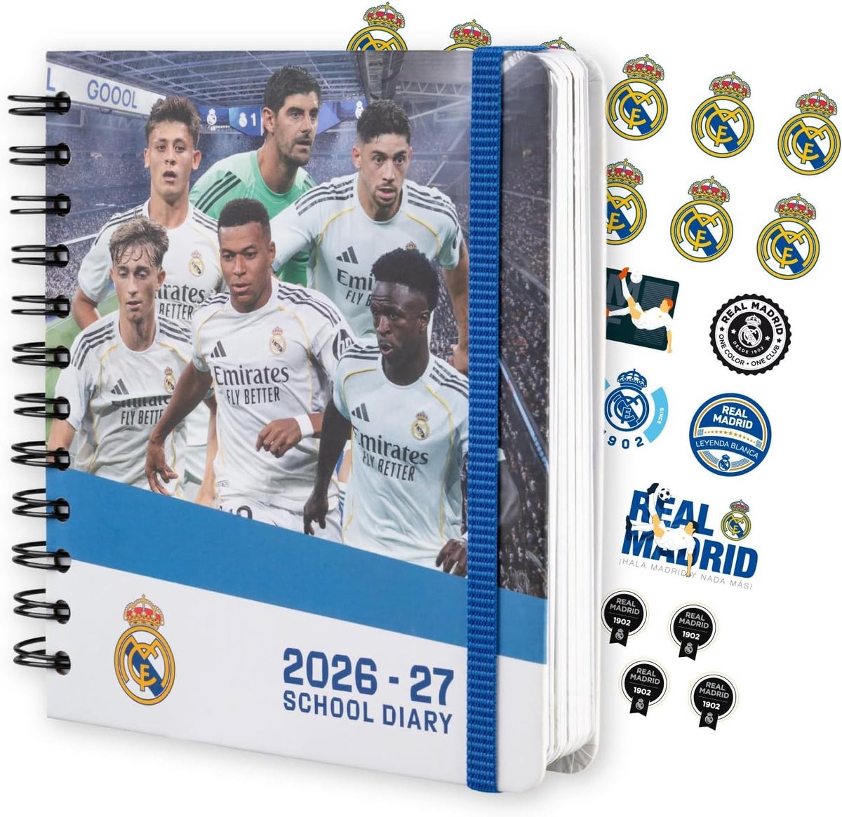 Schoolagenda 26-27 - Wit - 14 x 16 cm - Dag per Pagina Academische Planner met Harde Kaft - Voor Studenten