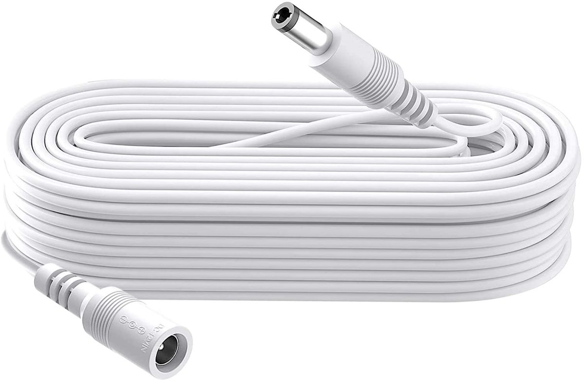 Omgoods - 10m DC Voedingskabel met 5.5mm x 2.1mm Plug, Male naar Female