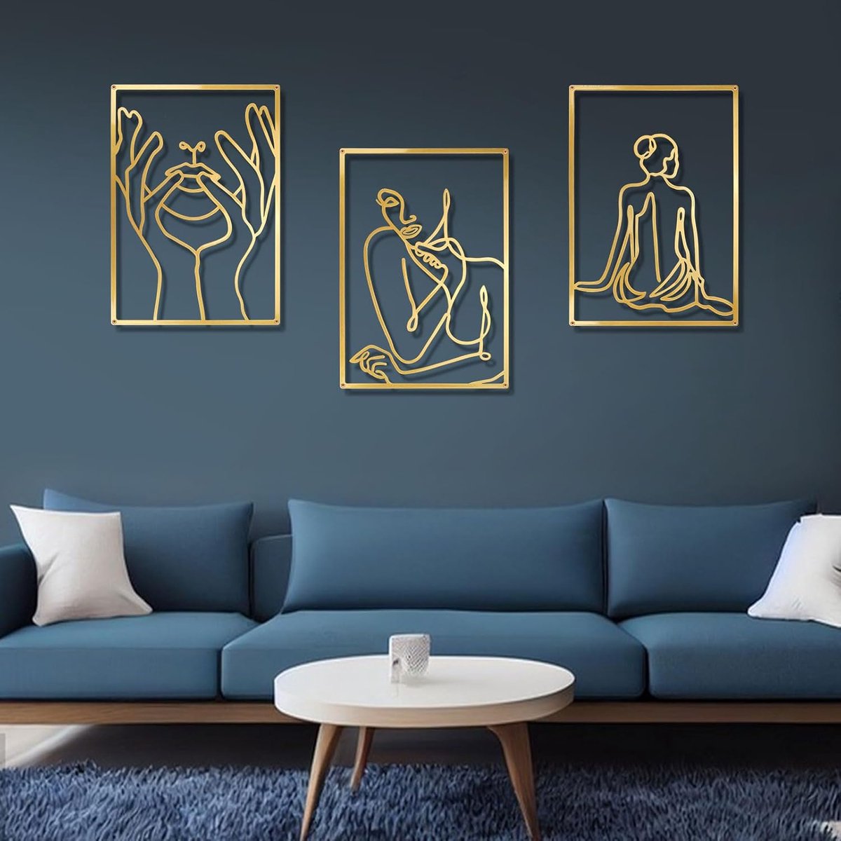 Wandsculpturen van metaal in één lijn | Moderne minimalistische wanddecoratie van ijzer, voor thuis, kantoor, woonkamer, hote